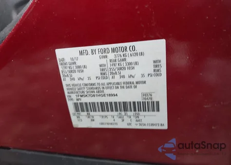 2017 Ford Explorer Xlt from USA, damaged, VIN 1FM5K7D81HGE18994